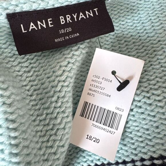 New Lane Bryant Blue Striped Boxy Pullover Chunky Sweater Crewneck Size 18 20 - Picture 7 of 10